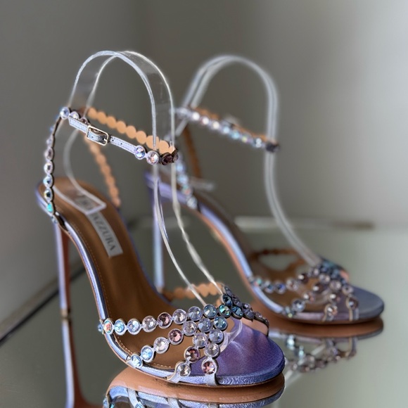 AQUAZZURA Tequila Crystal-Embellished Ankle-Strap Sandals $1,350 36 - Picture 8 of 12